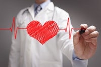 a doctor drawing a heart with an ecg line