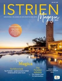 the cover of istrien magazine with an image of an outdoor pool